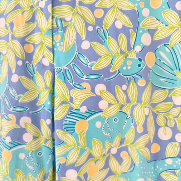 Lilly Pulitzer White Label Crab Fish Blue Green Cropped Pants Size 10 Vintage - Picture 6 of 6